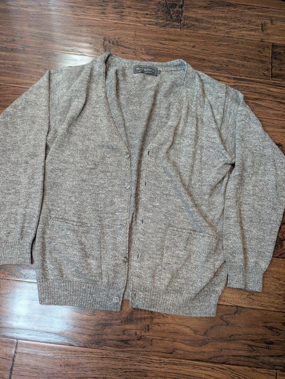 Pure Alpaca Women's Grey Baby Alpaca And Linen Blend Cardigan Sweater Size Large